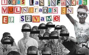 Collage con fotos de niños que dice "justicia para todas las infancias vulneradas en el sename"